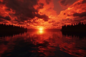 sunset over the river, Generative AI