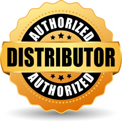 Authorized distributor gold vector icon - obrazy, fototapety, plakaty