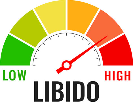 Libido meter icon, low or high libido measuring gauge