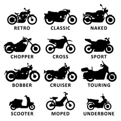 Motorcycle Type and Model Objects icons Set. - 661150091