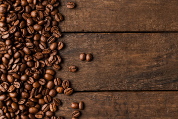 Roasted coffee beans background.