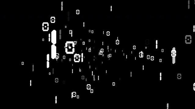 Computing process, numbers of binary code on black 4k background