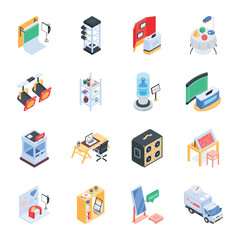 Set of Isometric Photography and Art Studio Icons 

