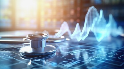 Abstract medical blue background with stethoscope