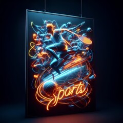 "Elevate Your Game: Dynamic Sports Poster Designs in Digital Neon 3D Rendered Style