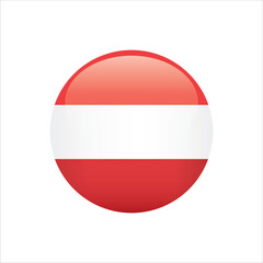 Obraz premium country flag button, Flag of Austria 3D national round circle vector illustration of standard size