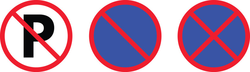 No parking sign set vector isolated on white background