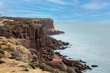 beautiful brown cliff in sardinia, italy