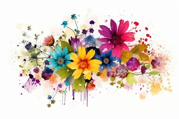 Colorful flower illustration on white background. Generative AI