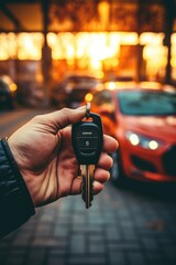 Fototapeta premium A hand clutching freshly acquired car keys