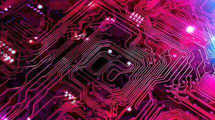 A futuristic circuit board with Raspberry Pi style components against a vibrant light background, symbolizing cutting-edge technology and innovation