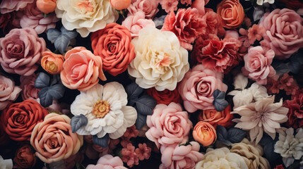 Artificial Flowers for Background in vintage style of valentine' day