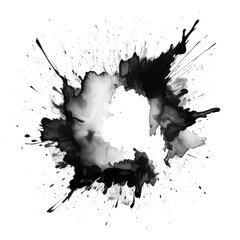 Black And White Watercolor Splash On Transparent Background. PNG File. Ai Generated
