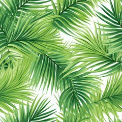 tropical green lush palm tree leaves seamless pattern
