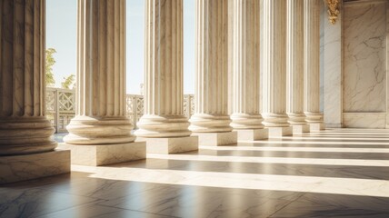 Obraz premium marble columns in soft, natural lighting, with the play of shadows and highlights on their surfaces. the classical charm of these architectural elements.