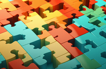 Solution concept connect jigsaw piece puzzle