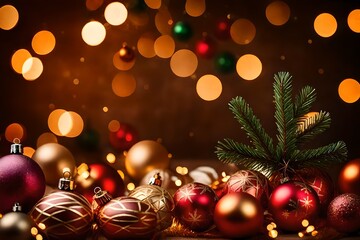 christmas tree decorations, background, generative AI