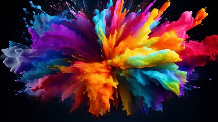 A kaleidoscope of colors collides, resulting in a stunning explosion.