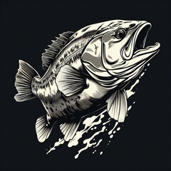 a large mouth bass fish jumping out of the water - obrazy, fototapety, plakaty