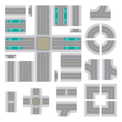 Top Down Light Grey Main Street and Road Building Kit