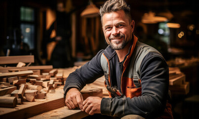 Precision and Craft: A Portrait of a Seasoned Bench Carpenter.
