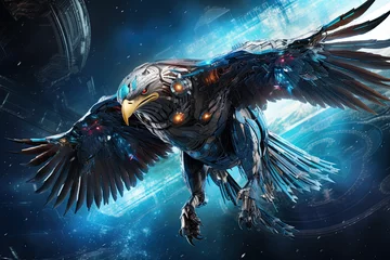  Intergalactic Cyborg Eagle soaring through Nebula © Maxim