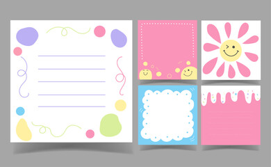 cute flower with pastel color background. memo template.