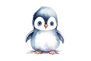 Very cute little penguin on a white background