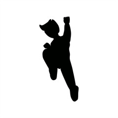 silhouette illustration of a jumping person celebrating victory for stamp sign