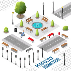 Isometric Outdoor Objects and Street Elements