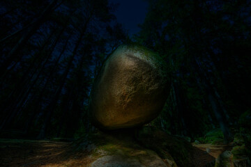 mythical stone giants and viklas and granit rockformation in Blockheide, natural reserve near...