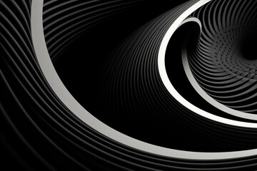 Curved and overlapping geometries in black and white lines. Generative AI