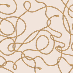 Howdy Western rodeo rope lasso vector seamless pattern. Groovy wild west background. - obrazy, fototapety, plakaty