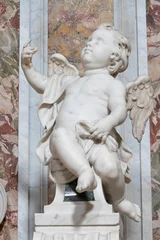 Foto op Plexiglas NAPLES, ITALY - APRIL 21, 2023: The marble baroque statue of angel in the church Chiesa di Sant'Anna dei Lombardi. © Renáta Sedmáková