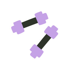 sports dumbbell in flat style. sports, training. hand drawn vector illustration