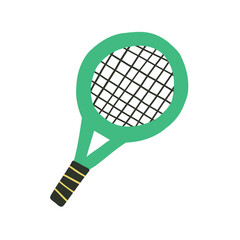 tennis racket in flat style. hand drawn vector illustration