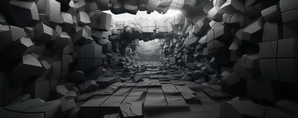 black and white stone cave 