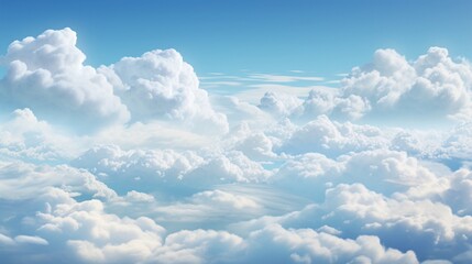 A sky filled with fluffy cumulus clouds.