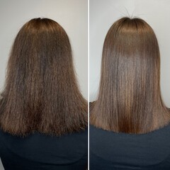 beautiful long shiny hair after keratin straightening
