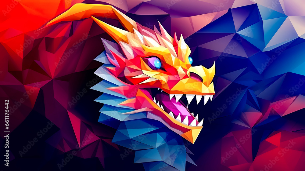 Aufkleber stylized image of dragon's head with sharp teeth and sharp teeth.