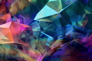Vibrant glass fragments create an abstract wallpaper with 3D refraction. Generative AI - obrazy, fototapety, plakaty