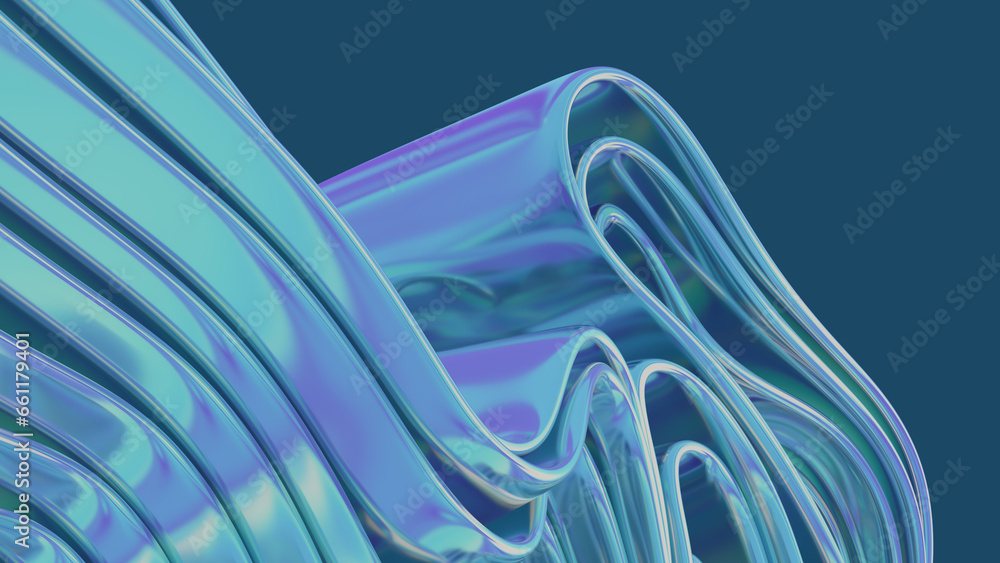 Aufkleber 3d render illustration. gradient multilayer shapes background with a glossy iridescent effect.