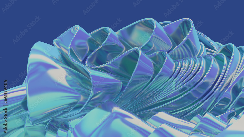 Aufkleber 3d render illustration. gradient multilayer shapes background with a glossy iridescent effect.