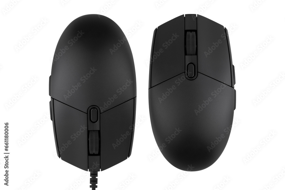 Poster computer mouse on a white background. wired computer mouse close-up isolated on a white background.