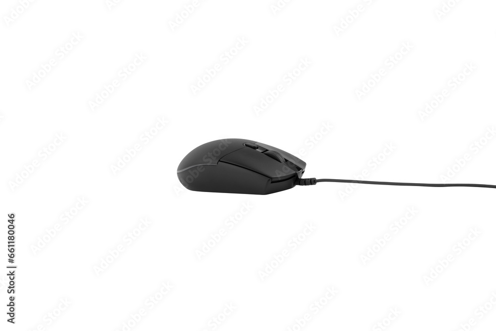 Poster computer mouse on a white background. wired computer mouse close-up isolated on a white background.
