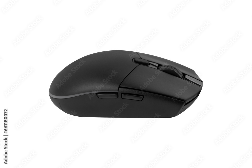 Poster computer mouse on a white background. wired computer mouse close-up isolated on a white background.