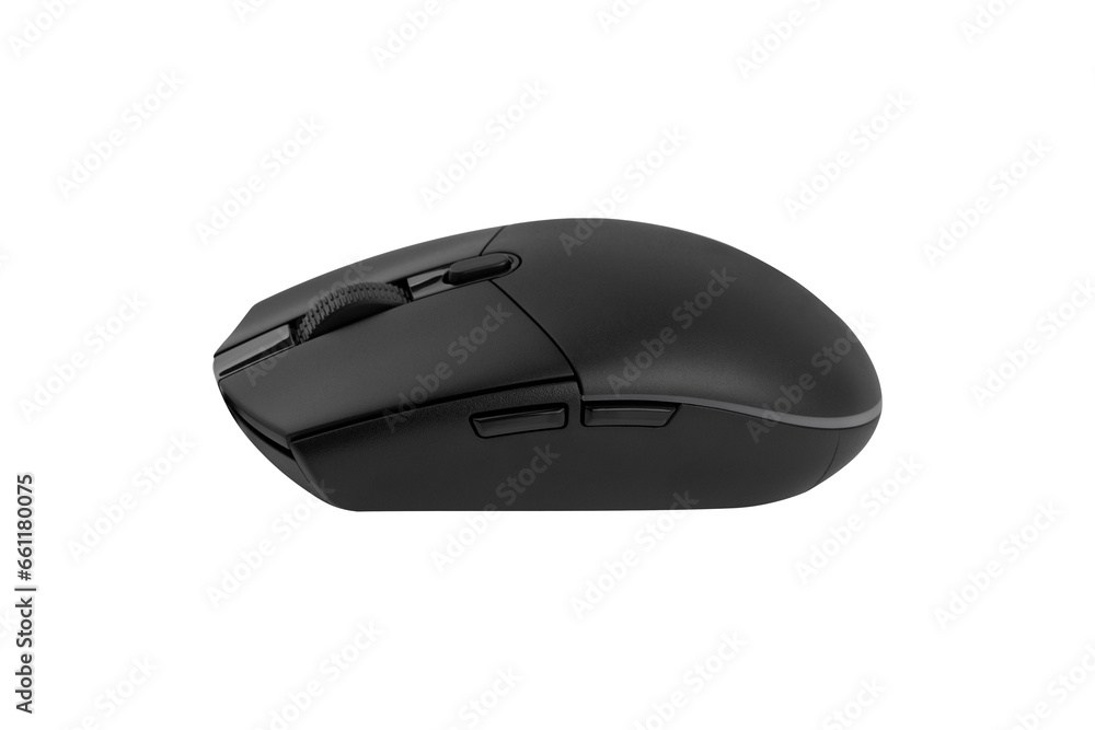 Poster computer mouse on a white background. wired computer mouse close-up isolated on a white background.