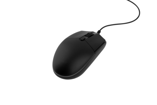 Computer mouse on a white background. Wired computer mouse close-up isolated on a white background.