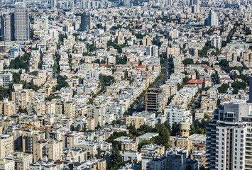 View from top floor of Azrieli Center Circular Tower in Tel Aviv city, Israel - obrazy, fototapety, plakaty