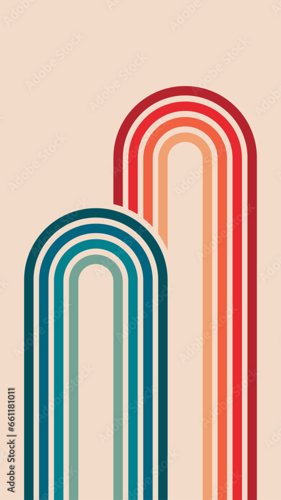 Leinwandbilder abstract background of rainbow groovy stripes. wavy lines pattern design in 1970s hippie retro style